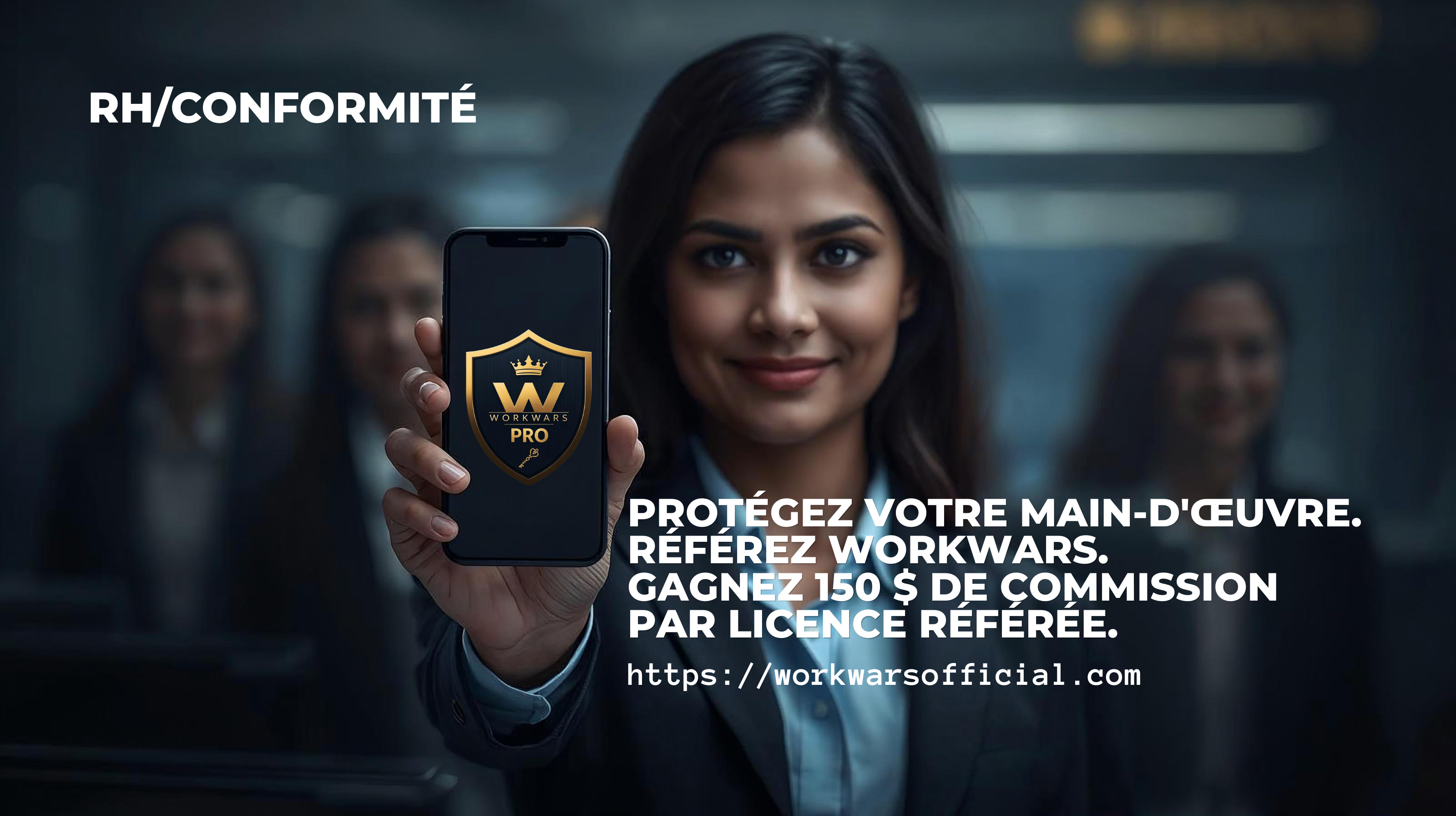 Programme d'affiliation RH WORKWARS PRO — gagnez 150 $ de commission par licence de conformité référée. Aidez les équipes RH à prévenir les litiges de harcèlement au travail.